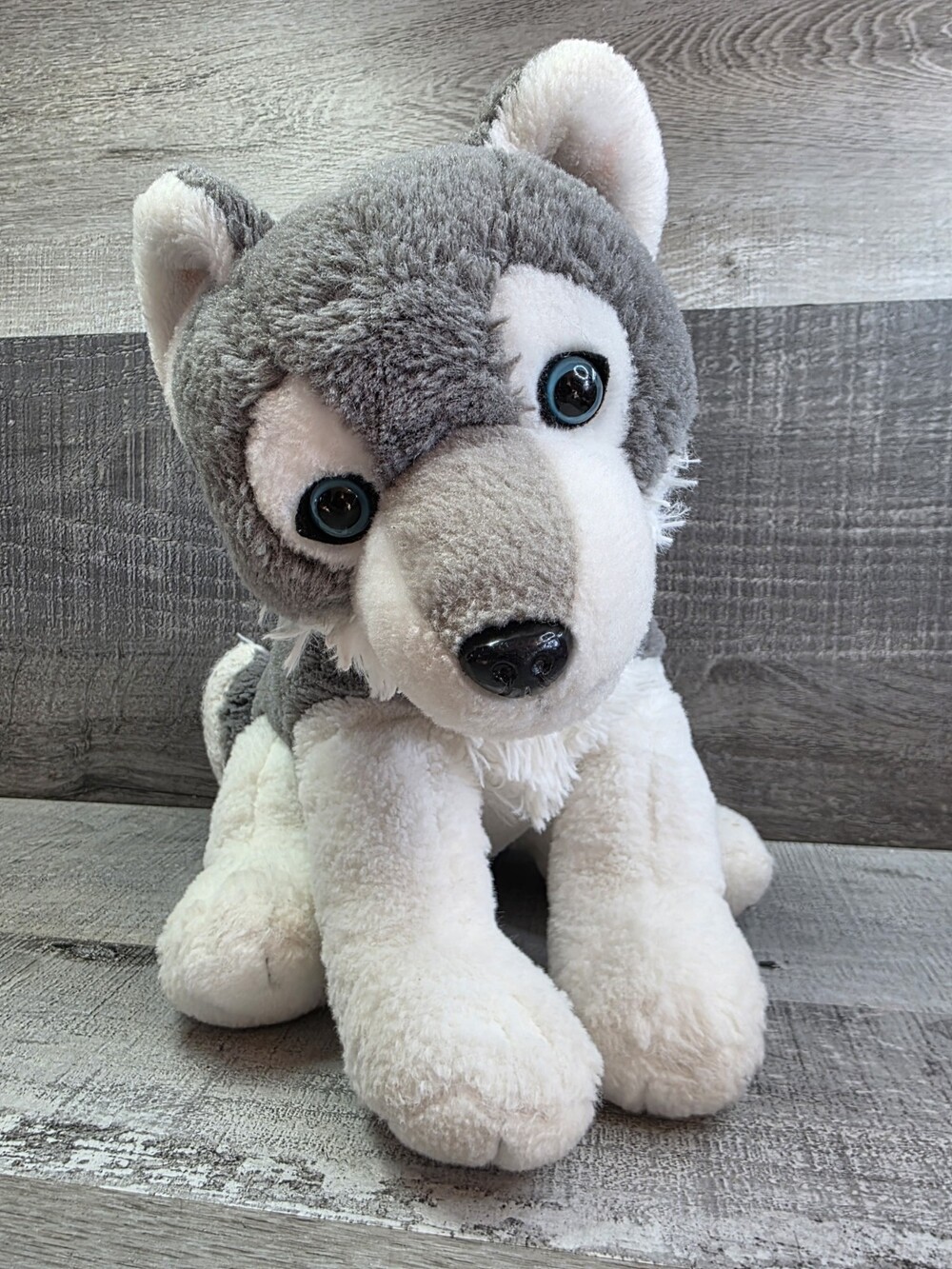 Fiesta White Gray Siberian Husky Wolf 12" Plush Lovey Stuffed Animal g66
